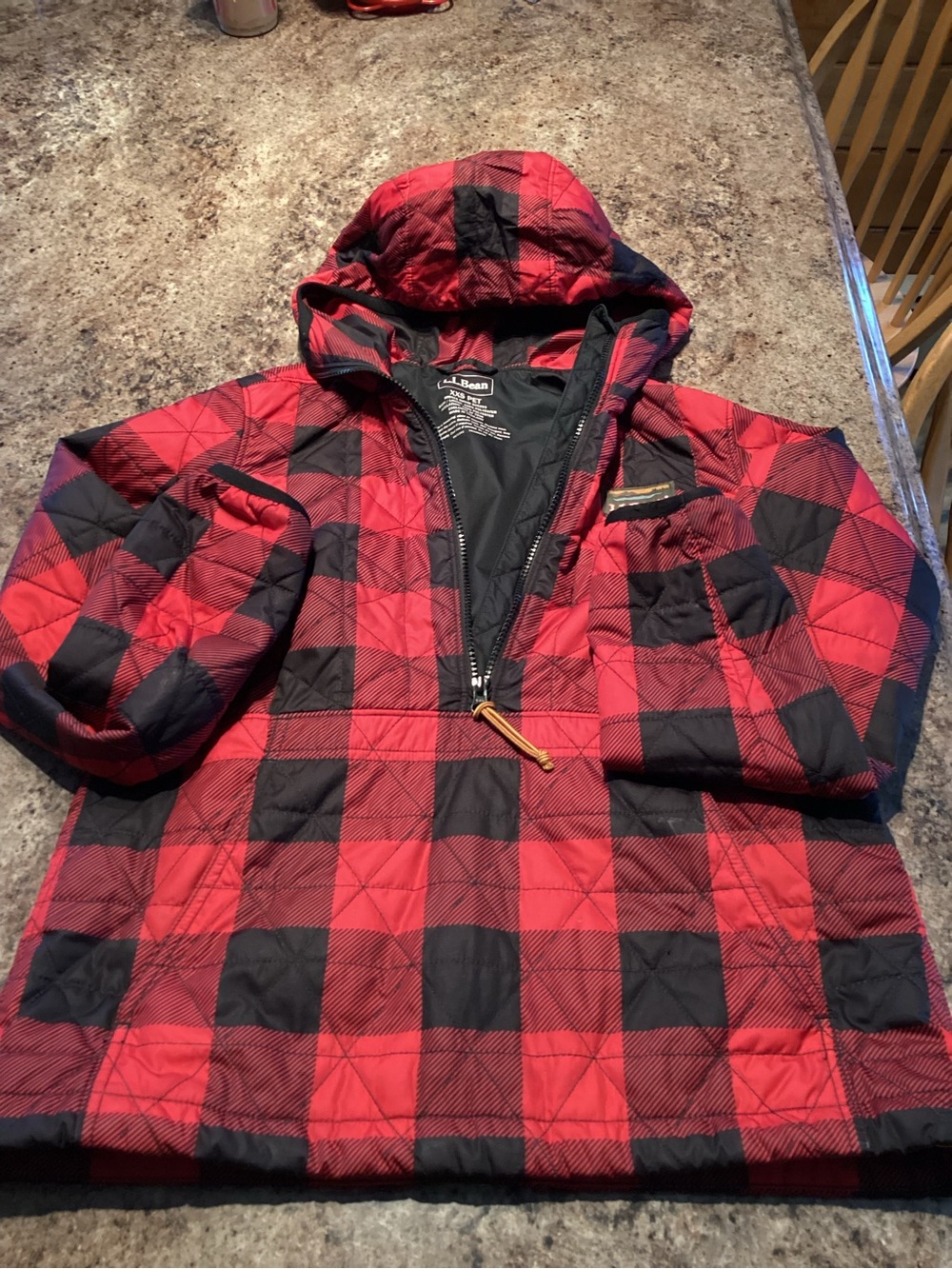 L.L. Bean Red and Black Buffalo Plaid Quilted Pet Jacket